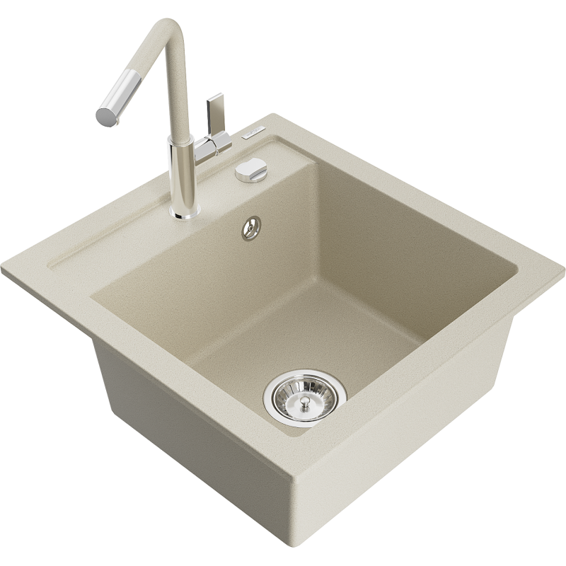 Mexen Vito Graniittinen 1-allas keittiöhana Flora, beige - 6503-69-670401-09