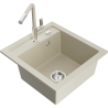 Mexen Vito évier en granit 1 bac avec robinet de cuisine Flora, beige - 6503-69-670401-09