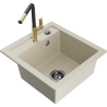 Mexen Vito Granitspüle 1-Becken mit Küchenarmatur Flora, beige - 6503-69-670401-57-B
