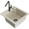 Mexen Vito 1-bowl granite sink with Flora kitchen faucet, beige - 6503-69-670401-70-B