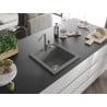 Mexen Vito 1-bowl granite kitchen sink with Flora kitchen tap, grey - 6503-71-670401-06