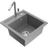 Mexen Vito fregadero de granito de 1 seno con grifo de cocina Flora, gris - 6503-71-670401-06