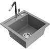 Mexen Vito lavello da cucina in granito a 1 vasca con miscelatore Flora, grigio - 6503-71-670401-07