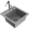 Mexen Vito granite sink 1-bowl with Flora kitchen tap, grey - 6503-71-670401-07-B