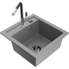 Mexen Vito Granitspüle 1-Becken mit Küchenarmatur Flora, Grau - 6503-71-670401-07-B
