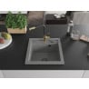 Mexen Vito 1-bowl granite sink with Flora kitchen faucet, gray - 6503-71-670401-57-B