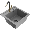 Mexen Vito 1-bowl granite sink with Flora kitchen faucet, gray - 6503-71-670401-57-B