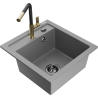 Mexen Vito Granite Single-Bowl Sink with Flora Kitchen Tap, Grey - 6503-71-670401-57-B