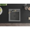 Mexen Vito Granitspüle 1-beckig mit Küchenarmatur Flora, grau - 6503-71-670401-57-B