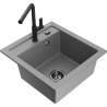 Mexen Vito lavello da cucina in granito a 1 vasca con miscelatore Flora, grigio - 6503-71-670401-70-B