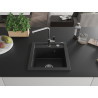 Mexen Vito fregadero de granito de 1 seno con grifo de cocina Flora, negro/metálico plateado - 6503-73-670401-00