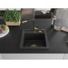 Mexen Vito Granitspüle 1-becken mit Küchenarmatur Flora, schwarz/silber metallic - 6503-73-670401-57-G