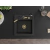 Mexen Vito Granitspüle 1-becken mit Küchenarmatur Flora, schwarz/silber metallic - 6503-73-670401-57-G