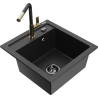 Mexen Vito granitīgs virtuves izlietne ar 1 nodalījumu un Flora krānu, melns/sudraba metālika - 6503-73-670401-57-B