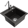 Mexen Vito 1-bowl granite kitchen sink with Flora kitchen tap, black/gold metallic - 6503-75-670401-00