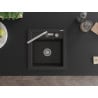 Mexen Vito 1-bowl granite kitchen sink with Flora kitchen tap, black/gold metallic - 6503-75-670401-00