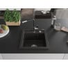 Mexen Vito Granitspüle 1-Kammer mit Küchenarmatur Flora, Schwarz/Gold Metallic - 6503-75-670401-07
