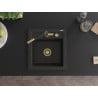 Mexen Vito Granitspüle 1-Becken mit Küchenarmatur Flora, schwarz/gold metallic - 6503-75-670401-57-G