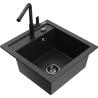 Mexen Vito 1-bowl granite kitchen sink with Flora kitchen tap, black/gold metallic - 6503-75-670401-70-B