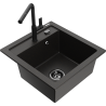 Mexen Vito granitno pomivalno korito z eno komoro in kuhinjsko pipo Flora, črna/zlati metalik - 6503-75-670401-70-B