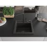 Mexen Vito Granitspüle 1-Becken mit Küchenarmatur Flora, Schwarz/Gold Metallic - 6503-75-670401-70-B