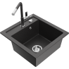 Mexen Vito Granitspüle 1-Becken mit Küchenarmatur Flora, schwarz gesprenkelt - 6503-76-670401-08