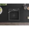 Mexen Vito Granitspüle 1-Becken mit Küchenarmatur Flora, schwarz gesprenkelt - 6503-76-670401-08-B