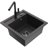 Mexen Vito fregadero de granito de 1 cubeta con grifo de cocina Flora, negro moteado - 6503-76-670401-70-B