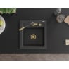 Mexen Vito granite sink 1-bowl with Flora kitchen tap, black speckled - 6503-76-670401-75-G