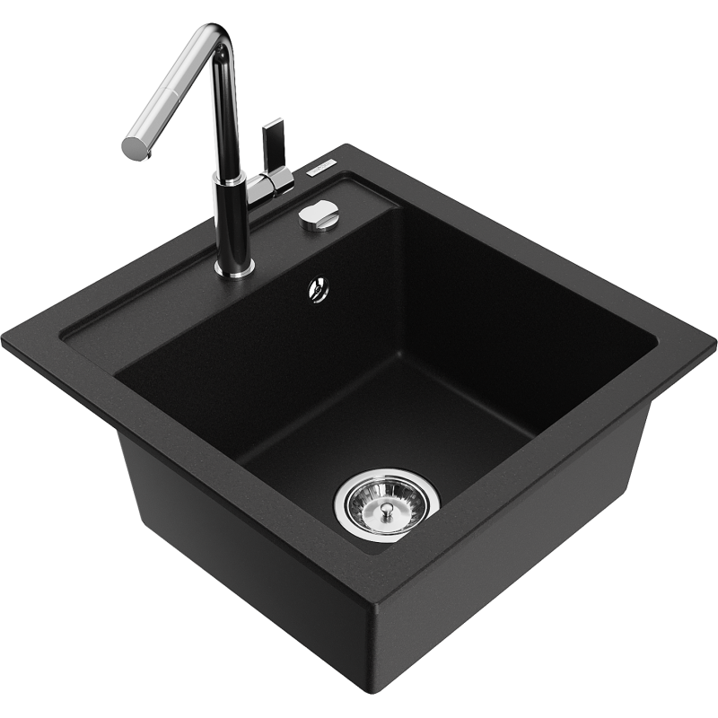 Mexen Vito Granit-Spullsteen mat enger Kummer mat Blummen Kichekran, schwaarz - 6503-77-670401-00