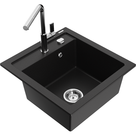 Mexen Vito Granit-Spullsteen mat enger Kummer mat Blummen Kichekran, schwaarz - 6503-77-670401-00