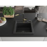 Mexen Vito zlewozmywak granitowy 1-komorowy z baterią kuchenną Flora, czarny - 6503-77-670401-57-B