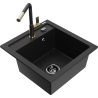 Mexen Vito 1-bowl Granite Sink with Flora Kitchen Tap, Black - 6503-77-670401-57-B
