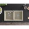 Mexen Mario granite sink 2-chamber with Flora kitchen tap, beige - 6504-69-670401-00