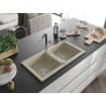 Mexen Mario Granitspüle 2-Kammer mit Küchenarmatur Flora, beige - 6504-69-670401-07