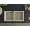 Mexen Mario Granitspüle 2-Kammer mit Küchenarmatur Flora, beige - 6504-69-670401-07