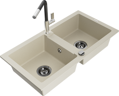 Mexen Mario 2-Kummer Granitspullsteen mat Kichekraan Flora, beige - 6504-69-670401-07-B