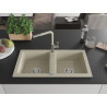 Mexen Mario Granitspüle 2-Kammer mit Küchenarmatur Flora, beige - 6504-69-670401-09