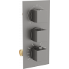Mexen Cube termostaattinen amme-suihkusekoitin, jossa 3 ulostuloa, harjattu gun gray - 77503-66
