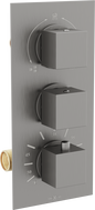 Mexen Cube mitigeur thermostatique bain-douche à 3 sorties, gris canon brossé - 77503-66