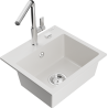 Mexen Milo lavello in granito 1-vasca con miscelatore da cucina Flora, bianco - 6505-20-670401-00