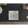 Mexen Milo évier en granit 1 bac avec robinet de cuisine Flora, blanc - 6505-20-670401-02
