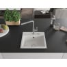 Mexen Milo 1-bowl granite sink with Flora kitchen tap, white - 6505-20-670401-06