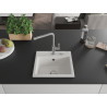 Mexen Milo Évier en granit 1 bac avec robinet de cuisine Flora, blanc - 6505-20-670401-06
