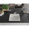 Mexen Milo évier en granit 1 bac avec robinet de cuisine Flora, blanc - 6505-20-670401-07