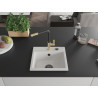 Mexen Milo granitische spoelbak met 1 bak en keukenkraan Flora, wit - 6505-20-670401-57-B