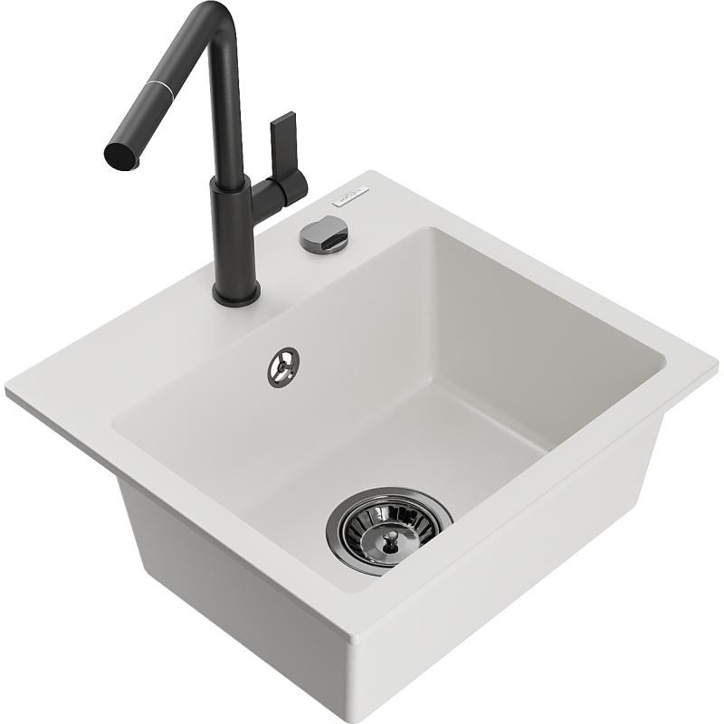 Mexen Milo Granit-Eenzuelve-Muschel mat Kichenkrunn Flora, wäiss - 6505-20-670401-70-B