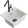Mexen Milo lava-loiça de granito 1-cuba com misturadora de cozinha Flora, branco - 6505-20-670401-70-B