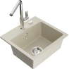 Mexen Milo 1-bowl granite sink with Flora kitchen tap, beige - 6505-69-670401-00
