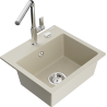 Mexen Milo évier en granit 1 bac avec robinet de cuisine Flora, beige - 6505-69-670401-00